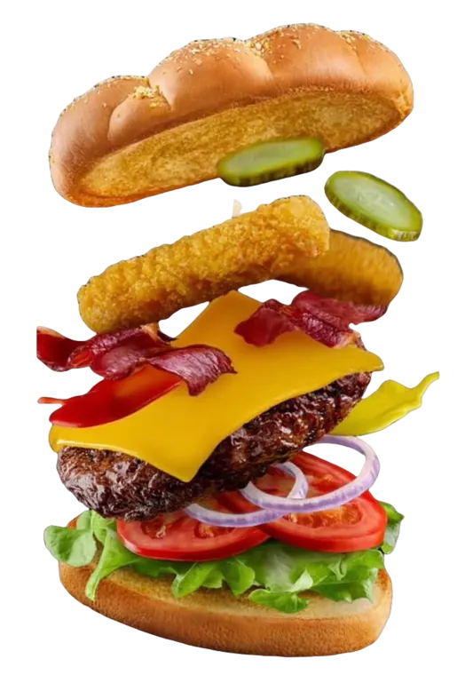 Fully Loaded smash burger served with fries